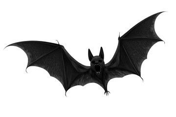Halloween black bat isolated on a transparent or white background, ideal for spooky, festive, horror, decoration, or seasonal Halloween-themed designs.