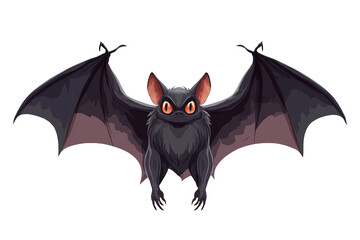 Black Halloween bat isolated on a transparent or white background, perfect for spooky, eerie, and festive holiday designs, decorations, and party themes.