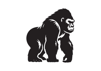 Obraz premium Gorilla Silhouette Black Vector isolated on white background