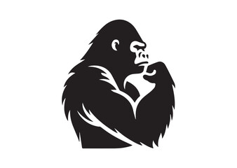 Gorilla Silhouette Black Vector isolated on white background