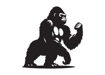 Fototapeta premium Gorilla Silhouette Black Vector isolated on white background