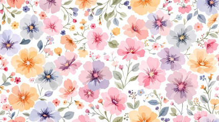 Seamless pattern with flowers watercolor