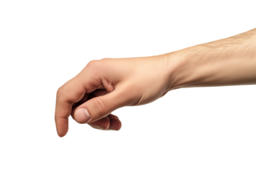 Realistic human hand in a knocking or holding gesture, isolated on a transparent or white background, perfect for UI, gesture icons, or visual metaphors.