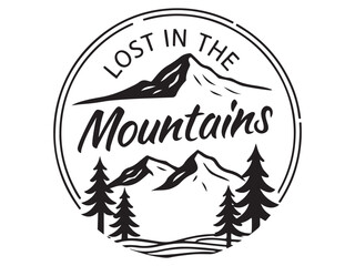 set of mountain stamps