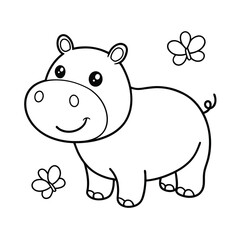 adorable hippopotamus coloring page