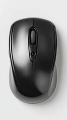 Black Computer Mouse on White Background Showing Sleek Design and Functionality