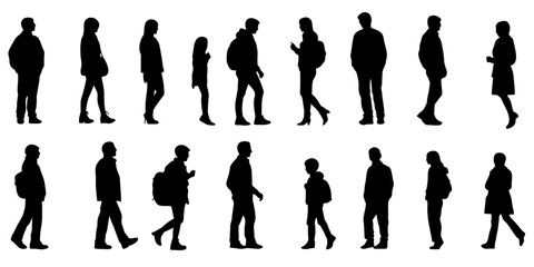 Family silhouettes depicting parents and children in various postures for creative projects and designs