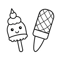 adorable ice cream cone and popsicle coloring page 