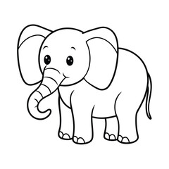 Fototapeta premium baby elephant vector illustration coloring book page 