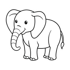 Fototapeta premium baby elephant vector illustration coloring book page 