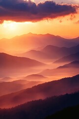 Sunset Over Mountains