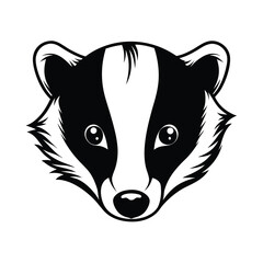 vector illustration of a baby european badger face