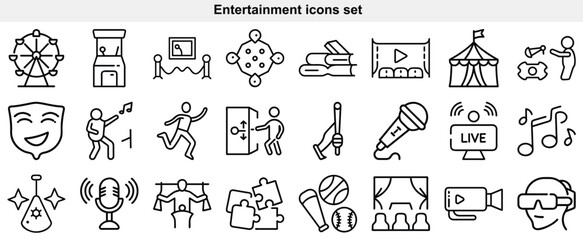 Fototapeta premium Entertainment Leisure Event Outline Icon Set