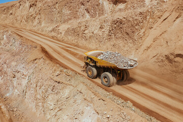 Open-Pit Mining Operations in the Atacama – Shovels Loading Trucks in the Desert

