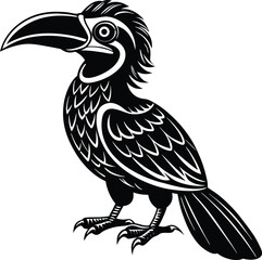 silhouette hornbill on the white background