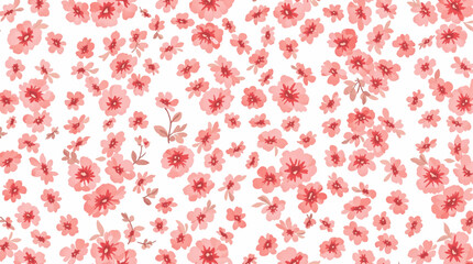 Seamless pattern with red flowers, watercolor background pattern red flowers on white background
