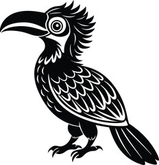 silhouette angry hornbill on the white background