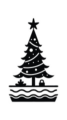 Black and White Christmas Tree Icon