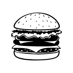 create a burger vector art silhouette