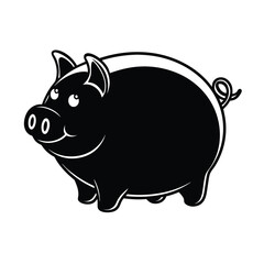 black vector silhouette savings piggy bank