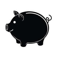 black vector silhouette savings piggy bank