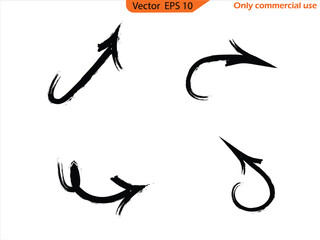 Bold Curved Brush Arrows – Hand-Drawn Doodle Arrow Set with Wavy Lines, Scratches, and Marker Stroke Effects