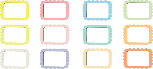 Wavy frame borders. Scallop shape line picture frames