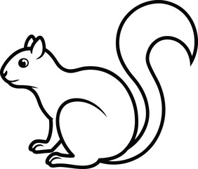 line art of a squirrel on the white background