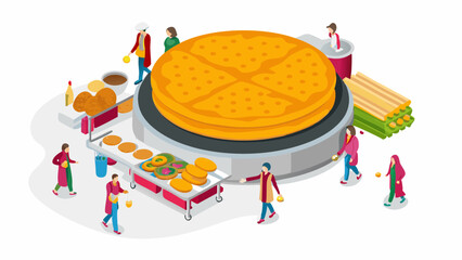 A bustling street food market offering delicious flatbread a culinary adventure and local delight