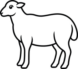 line art of a sheep on the white background