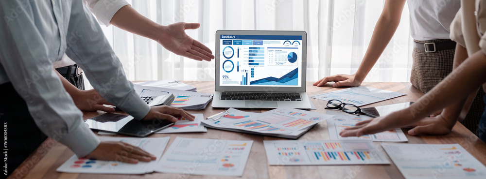 Poster Business data dashboard provide business intelligence analytic for marketing strategy planning brisk with big data set to analyze customer demands and foreseeing business future