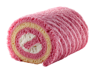 Delicious pink swiss roll cake bakery shop food view dessert delight isolated on transparent background