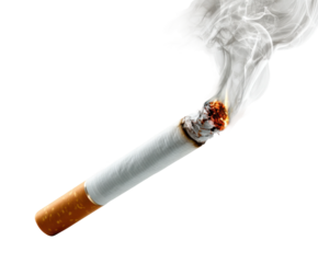 Cigarette smoking action urban health risks awareness isolated on transparent background