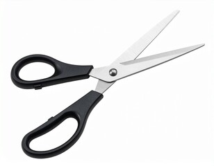 Scissors with Black Grip, Transparent PNG, Stainless steel blade shine