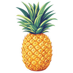 Obraz premium Vibrant yellow pineapple with green leaves illustration