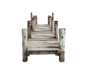 Exploring a rustic wooden dock over water serene environment nature perspective isolated on transparent background
