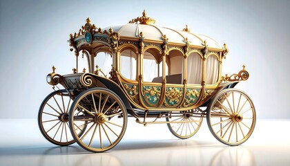 Ornate Golden Royal Carriage A Majestic Vintage Horse-Drawn Carriage