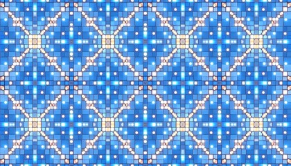 Fototapeta premium Abstract Blue Mosaic Pattern Seamless Geometric Tile Design