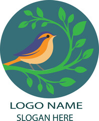 Birds and branch logo icon vector .