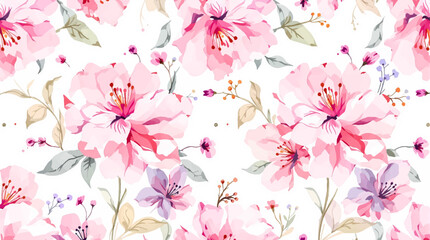 Fototapeta premium Seamless pattern watercolor background pattern pink pions flowers on white background