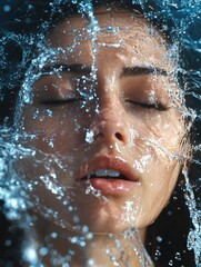 Underwater Woman Face Close Up
