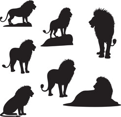Obraz premium Lion Silhouette Bundle | Wild Animal vector