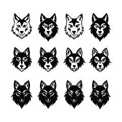 Fototapeta premium set of wolf head