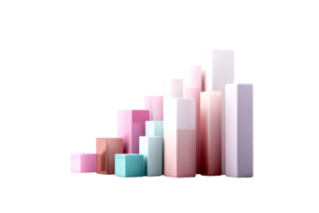 Colorful geometric blocks arranged on a transparent background