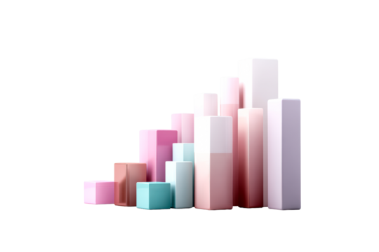 Colorful geometric blocks arranged on a transparent background