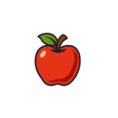 Apple Icon Vector Symbol. Minimalist Fruit Design Isolated on White Background