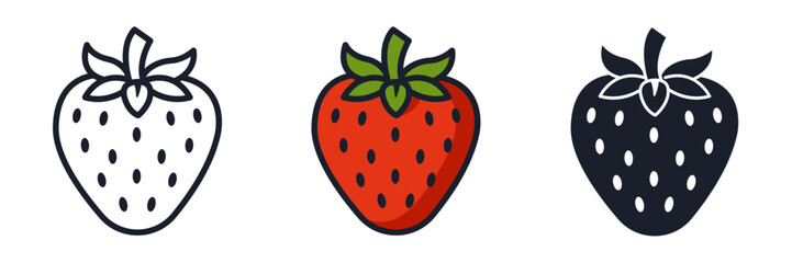 Strawberry Icon Vector Illustration. Sweet Red Fruit Symbol for Logos, Packaging, and Healthy Branding
