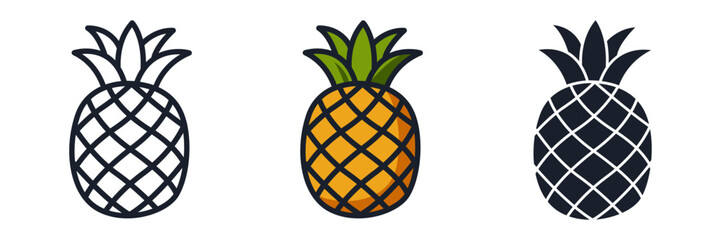 Obraz premium Pineapple Icon Vector Illustration. Tropical Fruit Symbol for Summer Branding, Healthy Snacks, and Party Designs