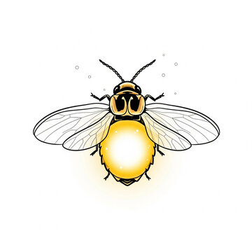 glowing firefly insect with yellow light clip art preview