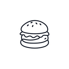 Hamburger Icon Vector Illustration. Classic Fast Food Symbol for Restaurant Branding and Appetizing Designs